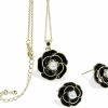 Fenni Jewelry Fenni Jewelry Enamel Pearl Camellia Flower Necklace Earrings Set For Women Rose Charm Pendant Necklace Sterling Silver Earrings Jewelry Sets