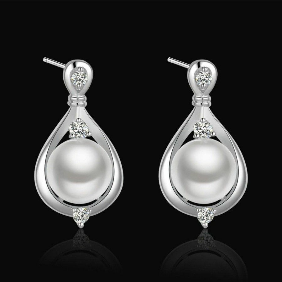 ROUSHUN Roushun Fashion 925 Sterling Silver Jewelry Set Crystal & Simulated Pearls Ring Earrings Necklace Jewelry Sets For Women Jewelry Sets