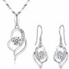 Hadskiss Hadskiss Silver Jewellery Set For Women, 925 Sterling Silver Heart Dangle Drop Earrings & 45Cm Necklace Pendant Set, With White Aaa Cubic Zirconia, Allergy Free Jewellery For Mother Wife Girlfriend Jewelry Sets