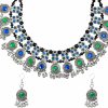 Bodha Bodha Traditional Indian Antique Silver Plated Oxidised Cz, Pearl Tribal Choker Necklace Set For Women (Sjn_176) Jewelry Sets