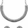 I Jewels I Jewels Valentines Day Gifts For Her Silver Oxidised Indian Wedding Bollywood Choker Necklace And Earrings Jewellery Set For Women & Girls (Mc058-118) Jewelry Sets