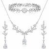 SWEETV Sweetv Bridal Jewelry Set For Wedding, Cubic Zirconia Necklace Dangle Earrings Bracelet Set, Teardrop Marquise Brides Bridesmaids Wedding Prom Jewelry Sets For Women Jewelry Sets