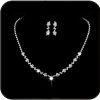 JAKAWIN Jakawin Bride Wedding Silver Bridal Necklace Earrings Set Crystal Wedding Jewelry Set Rhinestone Choker Necklace For Women And Girls (Set Of 3) (Nk143-1) Jewelry Sets