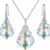 EleQueen Elequeen 925 Sterling Silver Cz Baroque Drop Pendant Necklace Dangle Earrings Set Made With Austrian Crystal, Valentine'S Day/Mother'S Day/Christmas Jewelry Gift For Girlfriend/Mom Jewelry Sets