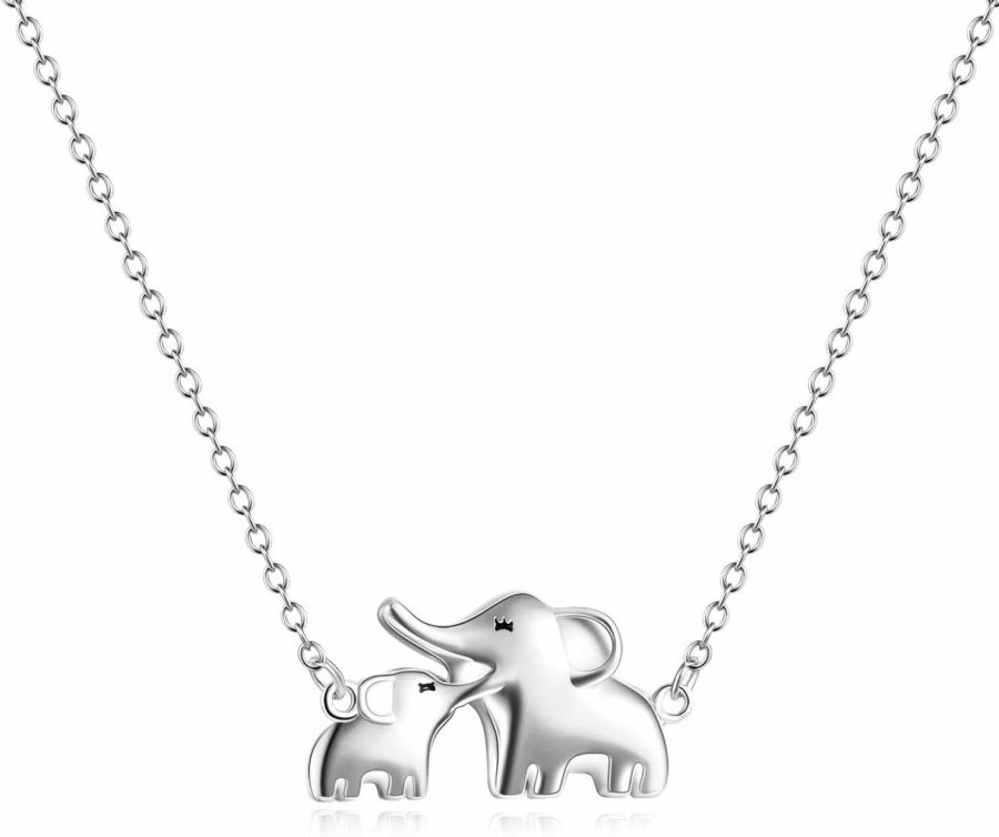 YFN Yfn Mom Baby Elephant Necklace Sterling Silver Good Luck Elephant Necklace For Mon Women (Mom Baby Necklace) Jewelry Sets