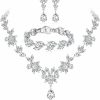 Florideco Florideco Wedding Bridal Jewelry Set For Women Rhinestone Necklace Bracelet Earrings Set Bridesmaid Crystal Jewelry Jewelry Sets