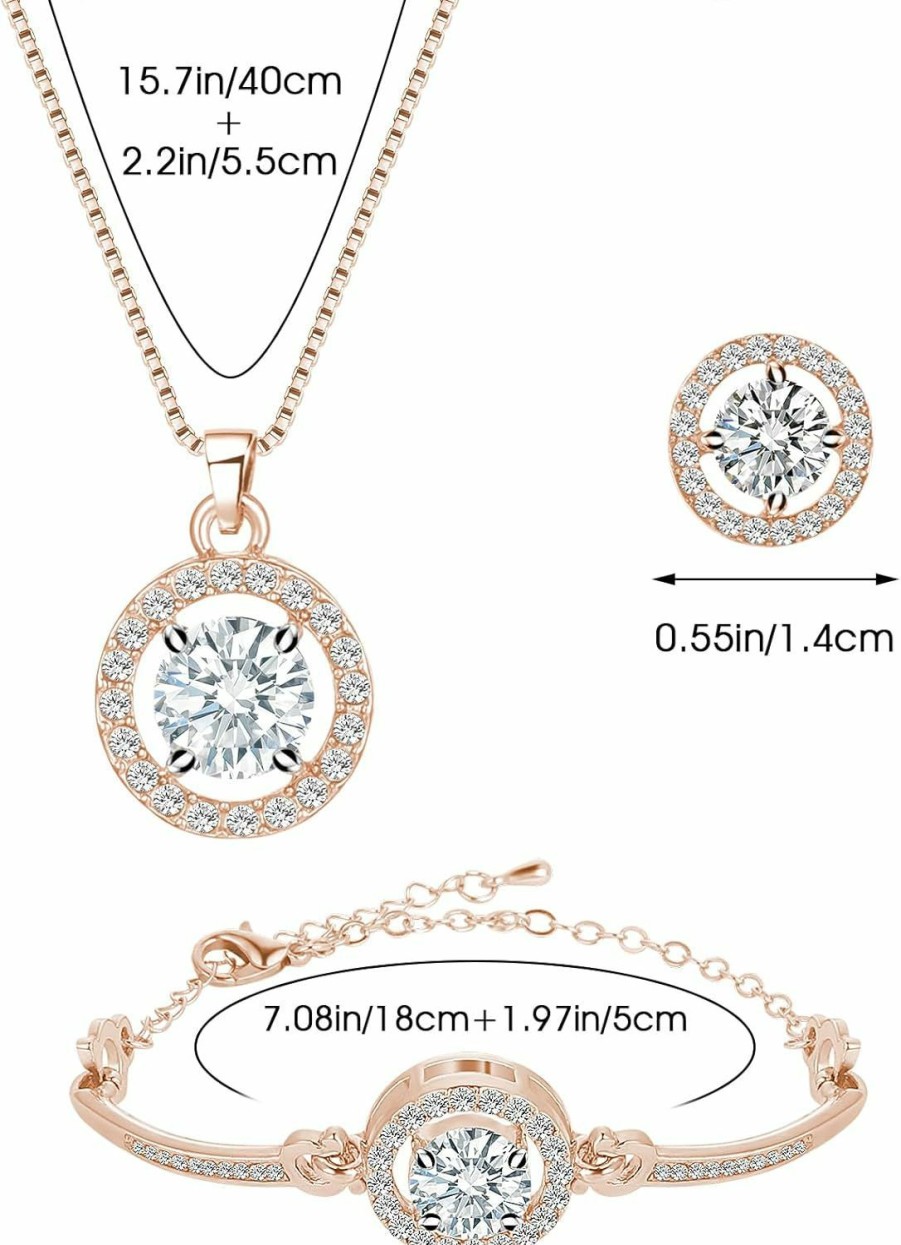 Yolev Crystal Jewelry Set For Women Cubic Zirconia Cz Jewellery Bridal Pendant Necklace Bracelet Earrings Set Wedding Jewelry Set Jewelry Sets