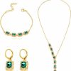 Dcfywl731 Dcfywl731 Gold And Green Jewelry For Women Emerald Green Double Hook Earrings Prom Jewelry Sets Sage Green Velvet Green Jewelry Set Green Vintage 20S Jewelry Holiday Gift Jewelry Sets