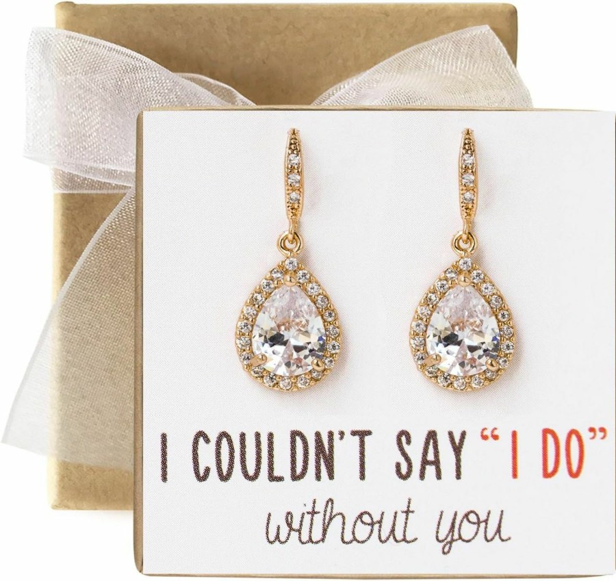 A+O A+O Wedding Bridesmaids Gift Drop Dangle Earrings Or Jewelry Set In Silver, Yellow Gold, Rose Gold Jewelry Sets