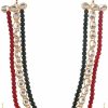 Efulgenz Efulgenz Beaded Neckalce Set Faux Pearls Crystal Kundan Multi Layered Strand Necklace Linear Earrings Indian Jewellerywedding Jewelleryset For Women Jewelry Sets