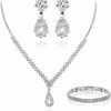 Yolev Yolev Bride Wedding Jewelry Set Wedding Rhinestones Necklaces Bridal Crystal Teardrop Dangle Earrings And Bracelet Bridesmaid Jewelry Accessories For Prom Costume Accessories Jewelry Sets