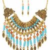 YAZILIND Yazilind Bohemian Style Tassel Pendant Chunky Necklace Earrings Exaggerated Jewelry Set Women Birthday Party Gift Jewelry Sets