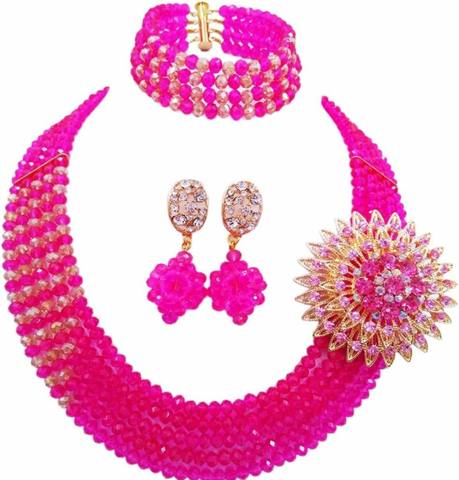 aczuv Aczuv African Wedding Jewelry Set Nigerian Beads Necklace Bridal Jewelry Sets Jewelry Sets