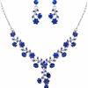 EVER FAITH Ever Faith Flower Leaf Necklace Earrings Set Austrian Crystal Jewelry Sets