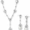 Mariell Mariell Cubic Zirconia & Ivory Pearl Bridal Necklace And Earrings Jewelry Set For Wedding & Bridesmaids Jewelry Sets