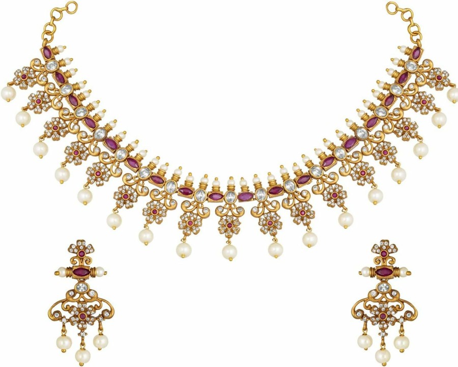 Aheli Aheli Indian Ethnic Wedding Wear Necklace Set Jewelry Sets