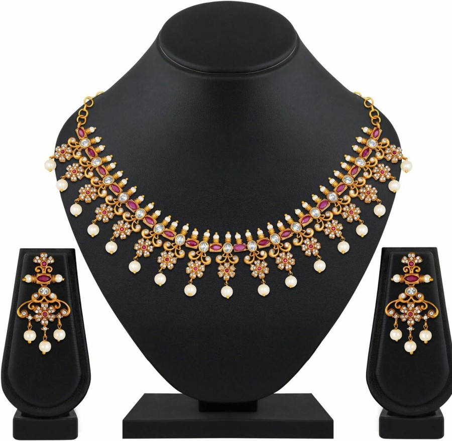 Aheli Aheli Indian Ethnic Wedding Wear Necklace Set Jewelry Sets