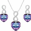 EVER FAITH Ever Faith 925 Sterling Silver Cz Figure 8 Infinity Love Heart Pendant Necklace Earrings Set Jewelry Sets