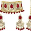 Aheli Aheli Faux Pearl Choker Necklace With Earrings Indian Traditional Bollywood Jewelry Set For Women & Girls Jewelry Sets