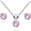 B. BRILLIANT Jewelry Sets For Women, Necklace And Earring Sets For Women, Birthstone Jewelry, Genuine Or Synthetic Gem, 5Mm Round Solitaire, Pendant Necklace, Short Necklace, Stud Earrings, Sterling Silver Jewelry Jewelry Sets