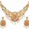 TARINIKA Tarinika Antique Gold Plated Samaira Short Necklace Set With Floral Design - Indian Jewelry Sets For Women | Perfect For Ethnic Occasions | Traditional South Indian Necklace | 1 Year Warranty* Jewelry Sets