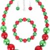 Fuqimanman2020 Fuqimanman2020 Chunky Large Simulated Pearl Choker Necklace Drop Dangle Earrings Crystal Bib Big Round Beaded Strand Multicolor Costume Statement Wedding Jewelry Set For Women Brides Jewelry Sets