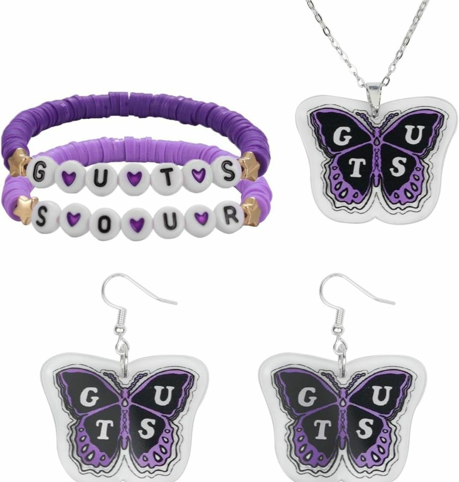 XORDING Xording Jewelry Sets Album Singer Fans Gifts With Bracelet, Necklace, Earrings, Concert Purple 2024 Jewelry Sets