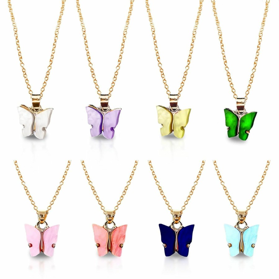 ZOKLU Butterfly Pendant Necklace Set, 4/8/12 Pcs Acrylic Butterfly Chain Necklace, Cute Jewelry Gift For Woman And Girl, Acrylic, Not Known Jewelry Sets