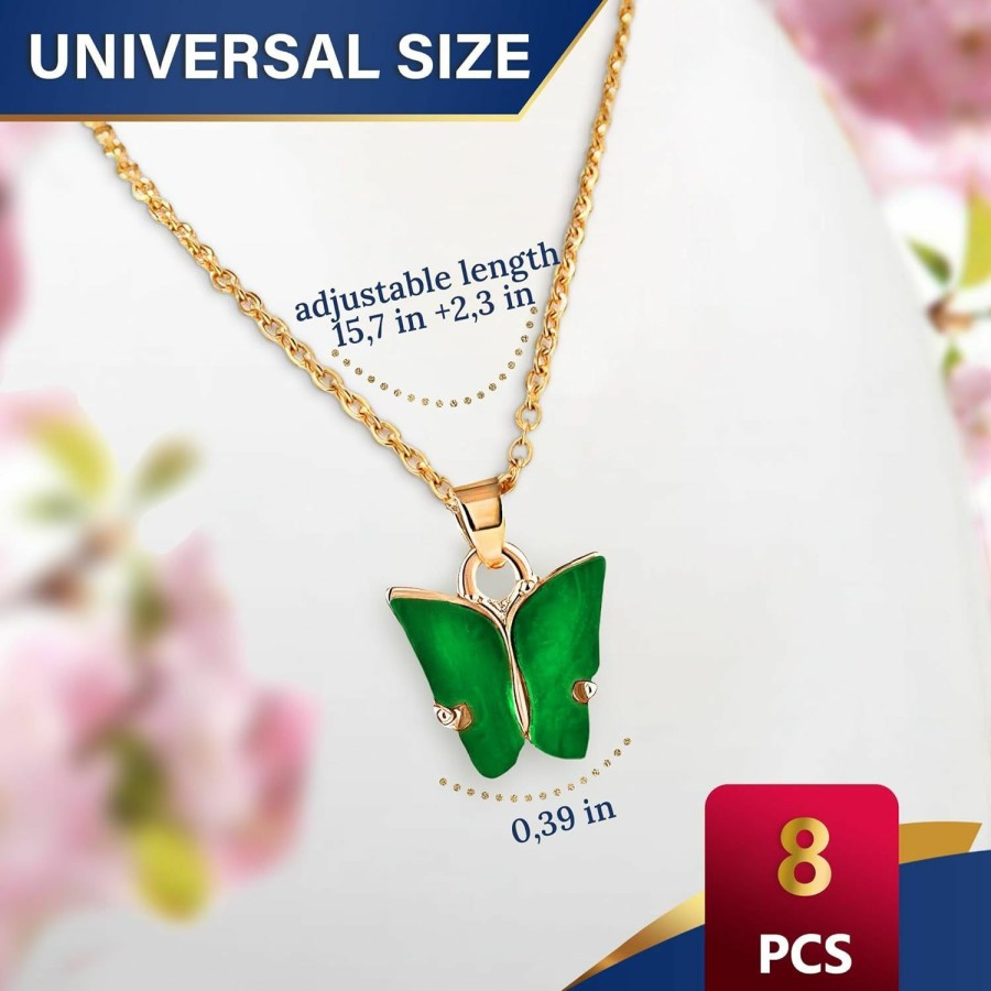 ZOKLU Butterfly Pendant Necklace Set, 4/8/12 Pcs Acrylic Butterfly Chain Necklace, Cute Jewelry Gift For Woman And Girl, Acrylic, Not Known Jewelry Sets