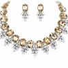 EVER FAITH Ever Faith Costume Crystal Marquise Statement Jewelry Set, Vintage Oval Rhinestone Choker Pendant Necklace Earrings Set For Women Jewelry Sets