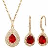 Mycitta Mycitta Crystal Wedding Bridal Jewelry Set Teardrop Pendant Necklace Drop Dangle Earrings Set For Bride Bridesmaids Mother Of Bride Prom Party Formal Jewelry Set For Women Jewelry Sets