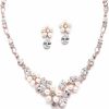 Mariell Mariell Cultured Freshwater Pearls & Cz Rose Gold Plated Wedding Necklace And Earrings Set For Brides Jewelry Sets