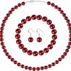 Yaomiao Yaomiao Faux Pearl Jewelry Set Simulated Pearl Necklace Bracelet Earrings For Women Girls Jewelry Sets