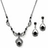 Mariell Mariell Jet Black Vintage Crystal Necklace And Earrings Wedding Jewelry Set For Brides, Bridesmaids, Prom Jewelry Sets