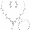 SFE Sfe Elegant Bridal Crystal Necklace Dangle Earrings Bracelet Wedding Jewelry Sets For Bridesmaid Prom Costume For Women And Girls Jewelry Sets