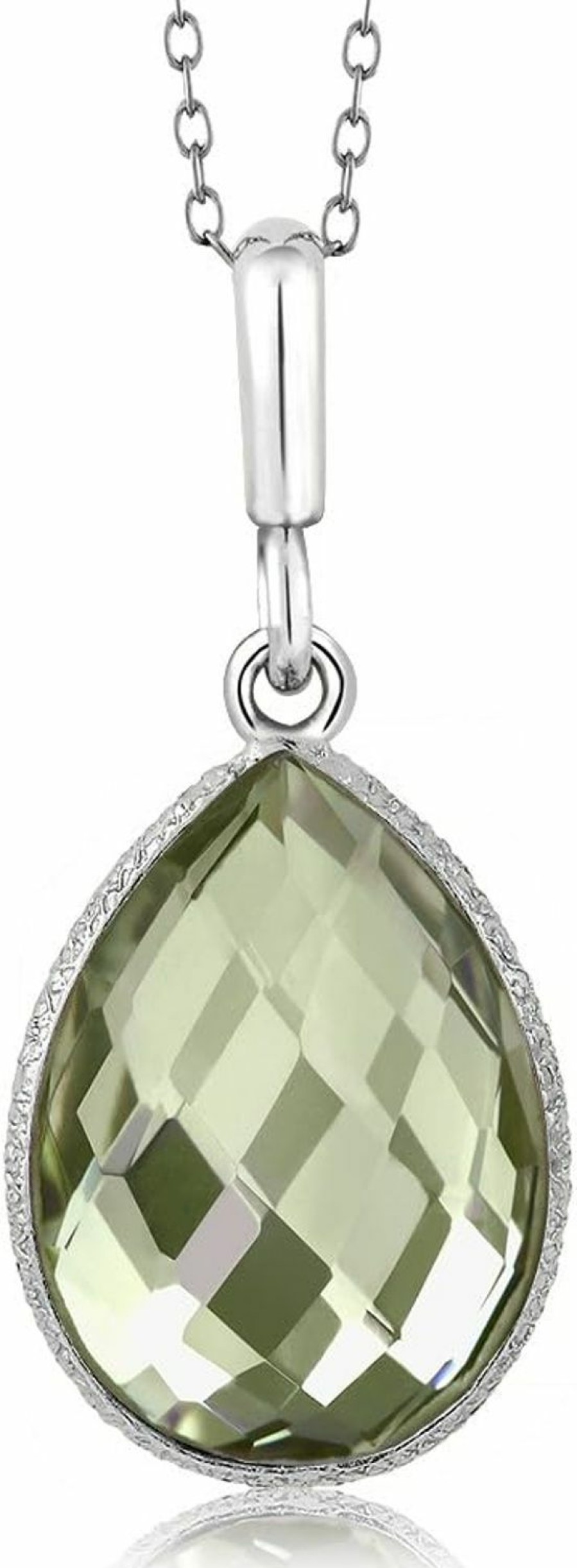 Gem Stone King Gem Stone King 925 Sterling Silver Green Prasiolite Pendant And Earrings Jewelry Set For Women (19.50 Cttw, Pear Shape 16X12Mm, With 18 Inch Silver Chain) Jewelry Sets