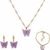 OMGREI Omgrei 3 Pcs Butterfly Jewelry Set Cute Acrylic Butterfly Pendant Necklace Earrings Adjustable Chain Bohemian Necklace For Women Boho Jewelry Valentine'S Day Gifts Jewelry Sets