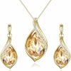 EleQueen Elequeen Austrian Crystal Teardrop Pendant Necklace Dangle Earrings Jewelry Sets For Women Her, Valentine'S Day/Mother'S Day/Christmas Jewelry Gift For Girlfriend/Mom Jewelry Sets