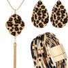 Hicarer Hicarer 3 Pieces Leopard Earrings Bracelets Women Jewelry Bohemia Earrings Necklace Cheetah Set Multilayer Leather Cuff Boho For Girls Large Wrists Cosplay Party Costume Accessories Jewelry Sets