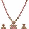 TARINIKA Tarinika Traditional Antique Gold-Plated Indian Necklace Set - Red Green - For Women And Girls Jewelry Sets