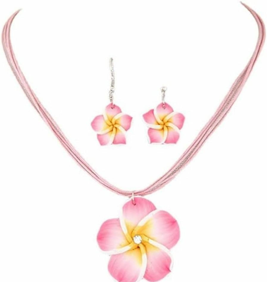 Yocoyee Hawaiian Plumeria Rubra Earrings Necklace Set Bohemia Tropical Flower Dangle Earrings Luau Beach Party Accessories For Women Girls Jewelry Jewelry Sets