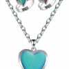 Acchen Mood Necklace Love Heart Change Color Emotional Feeling Adjustable Size Mood Rings 3Pcs (3 Pcs) Jewelry Sets