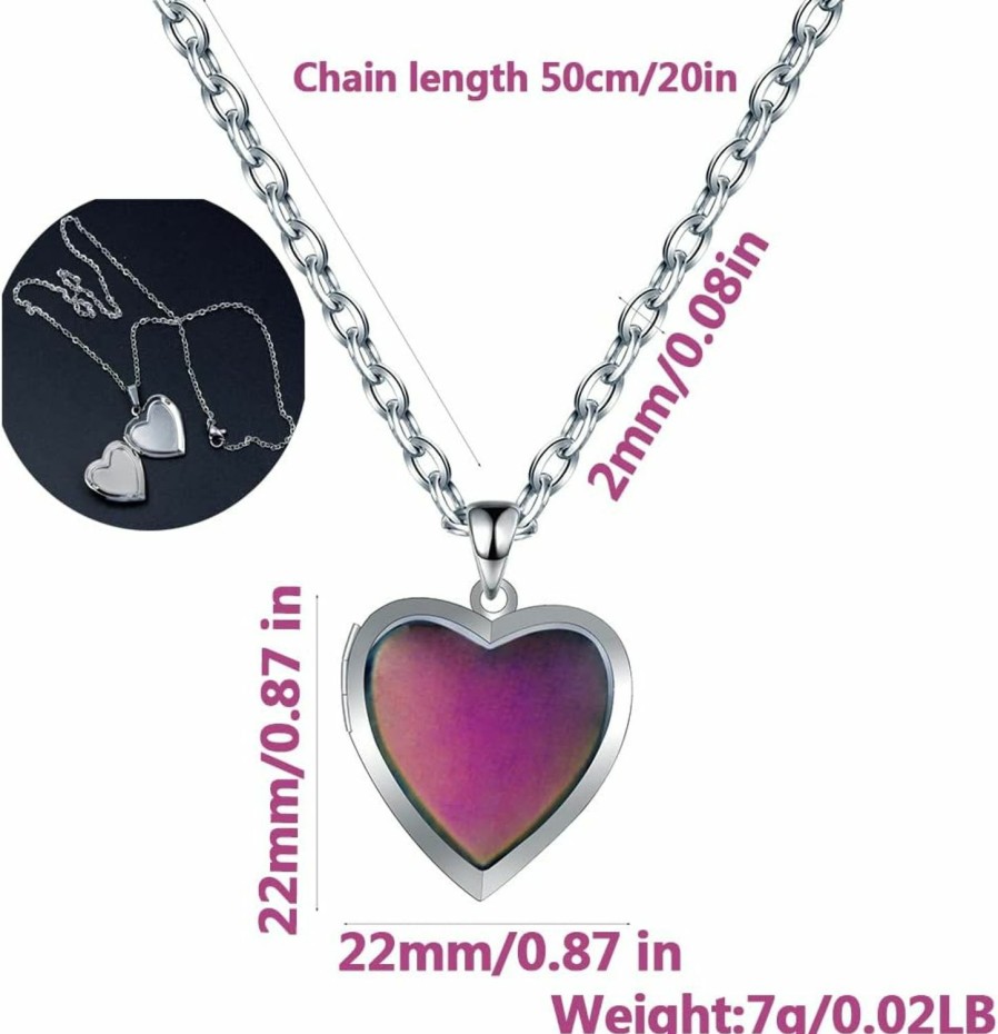 Acchen Mood Necklace Love Heart Change Color Emotional Feeling Adjustable Size Mood Rings 3Pcs (3 Pcs) Jewelry Sets