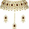 Aheli Aheli Ethnic Traditional Faux Kundan Necklace Earrings Indian Wedding Party Fashion Jewellery For Women Jewelry Sets