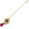 Duel On Jewel Ethnic Indian Forehead Traditional Kundan Cz Gold Plated Handmade Red Drop Maang Tika Party Wedding For Women Girls - Duel On Jewel Jewelry Sets