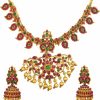 bodha Bodha Traditional Indian Antique Gold Plated Temple Jewelry Traditional Long Bridal Jewelry Necklace Set For Women (Sjn_37) Jewelry Sets