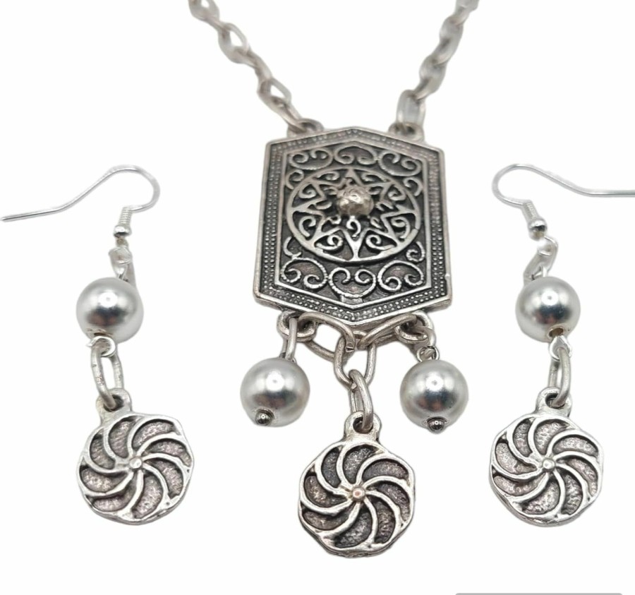 Abgaryan ART Abgaryan Art Handmade Unique Armenian Traditional Taraz Jewelry Necklace And Earrings Jewelry Sets