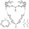 Sasylvia Sasylvia 4 Pcs Wedding Jewelry Set For Women, Rhinestone Leaf Wedding Tiara Headband Crown Bridesmaid Necklace Dangle Earrings Bracelet For Pageants Prom Birthday, Silver Jewelry Sets