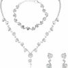 Yolev Yolev Bridal Jewellery Set For Wedding Prom Jewelry Set Bridesmaid Rhinestone Choker Necklace Bracelet Earrings Set For Women And Girls Jewelry Sets