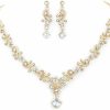 Fdesigner Fdesigner Wedding Necklace Bride Rhinestone Floral Necklace Earring Set Bridal Jewelry Sets Prom Party Teardrop Dangle Necklace And Earring Drop Jewelry Sets